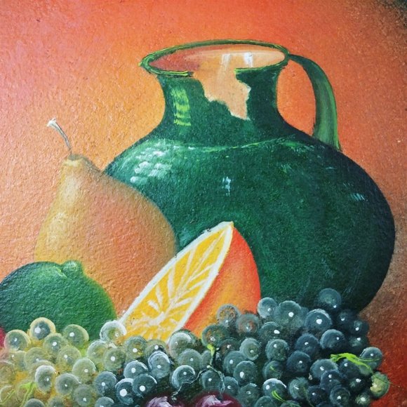 Cast Iron Skillet Art with Easel Hand Painted Fruit Design Decoration Only - Picture 9 of 10
